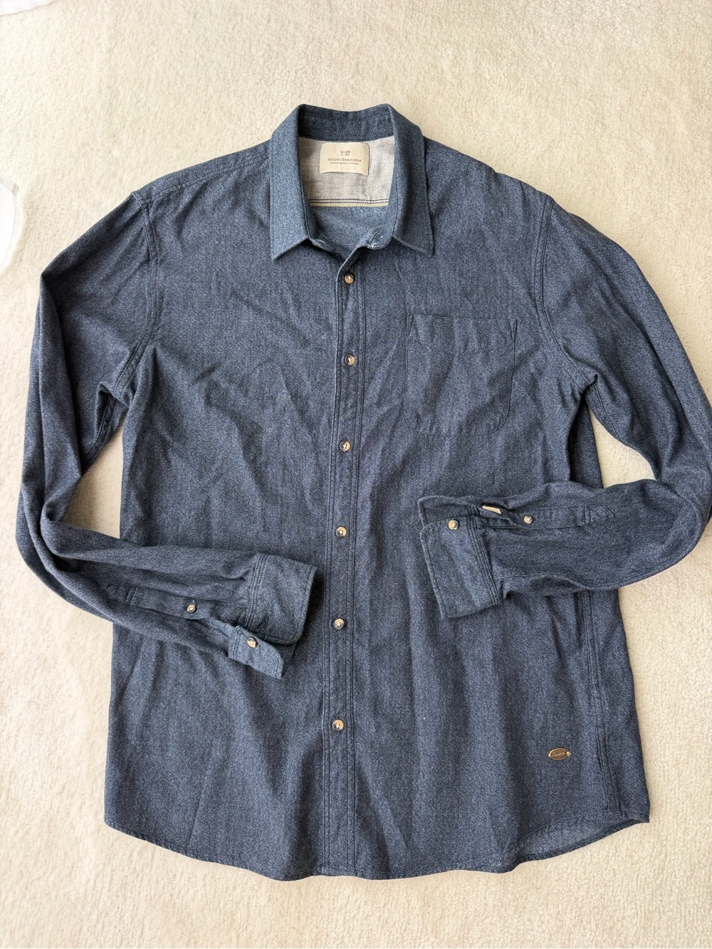 Scotch & Soda Amsterdam Couture Cotton Blue Long-Sleeve Button-Up Shirt